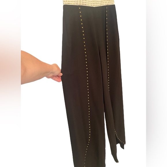 $695 Alice + Olivia Angelica Black Strapless Studded Wide Leg Jumpsuit Size 6 - Picture 4 of 12
